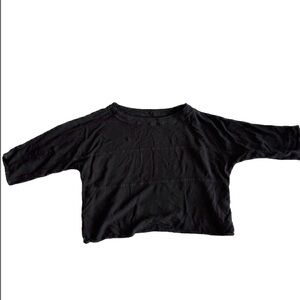 Women’s Black 3/4 Sleeve Long Cropped Shirt, no size tag - presumed medium